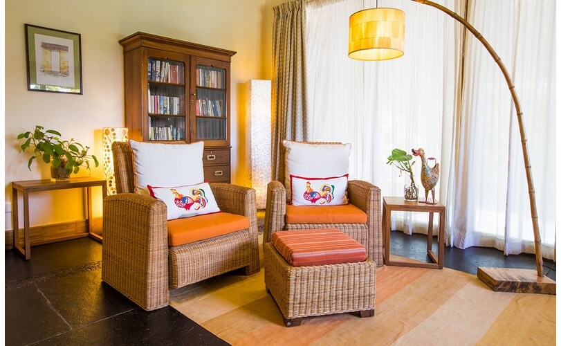 Cupboards full of books and easy chairs to snuggle in 