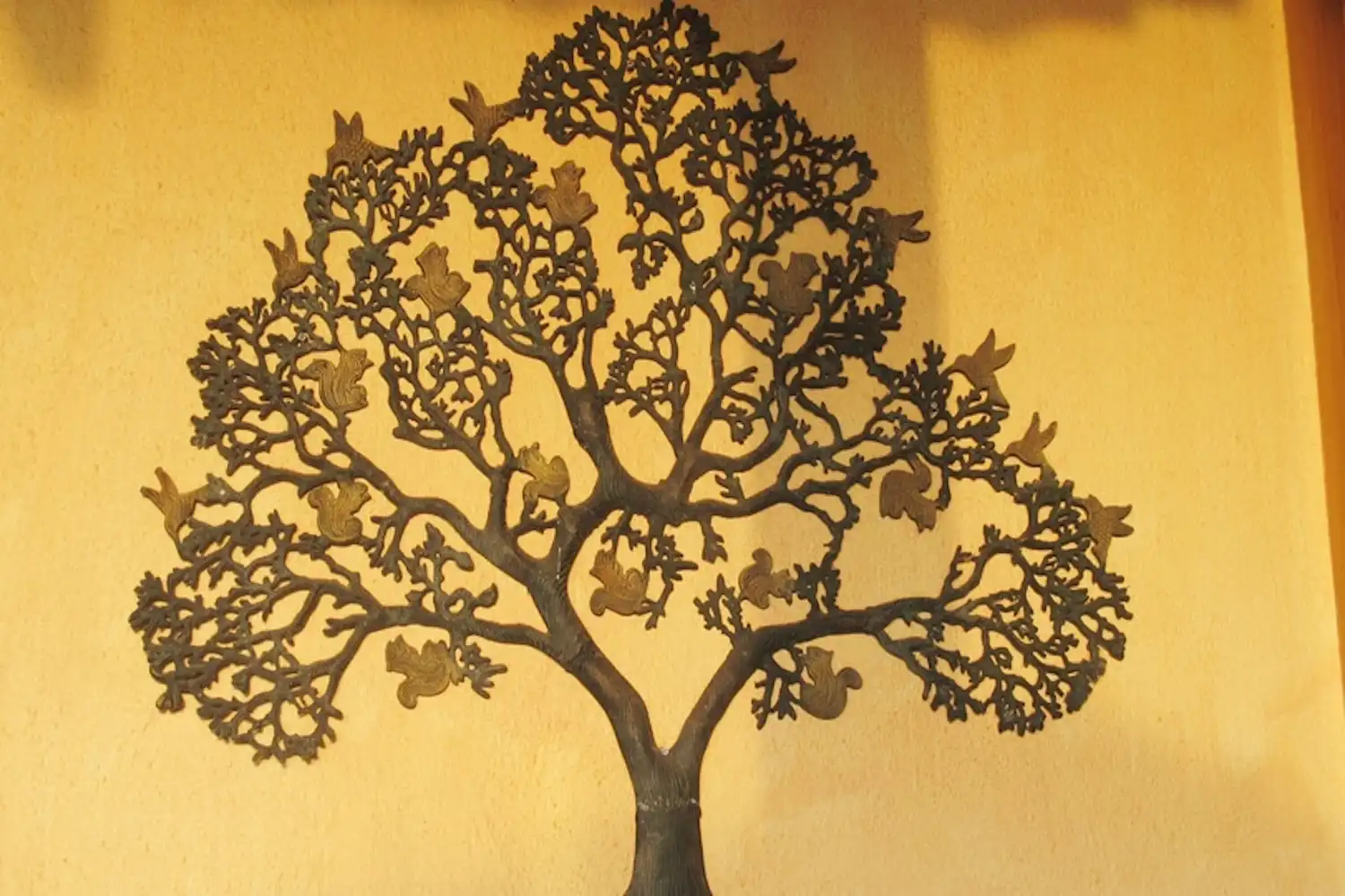 Cast metal tree next to the entrance